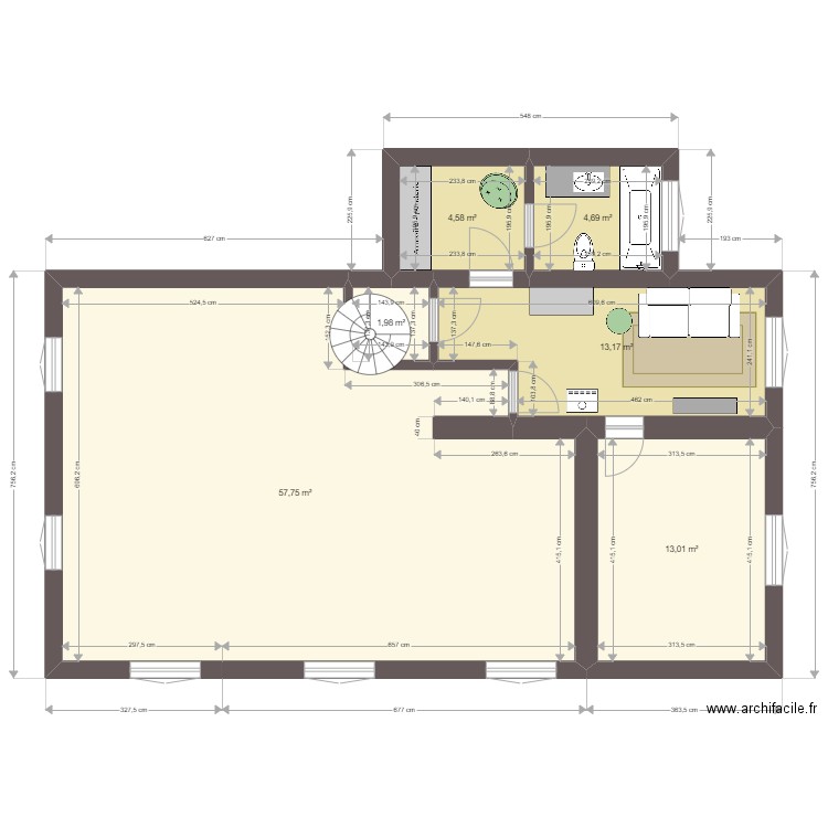 BIRIATOU 2° piso LAST. Plan de 6 pièces et 95 m2