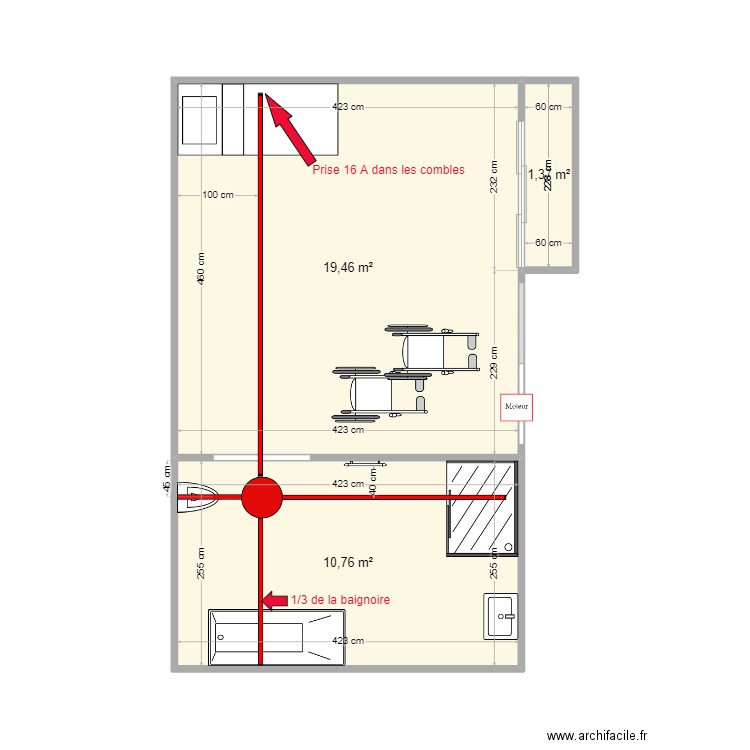 PASSARD. Plan de 3 pièces et 32 m2