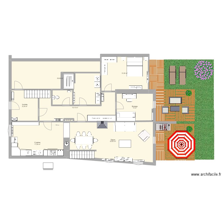 chaux previ 1bis. Plan de 8 pièces et 129 m2