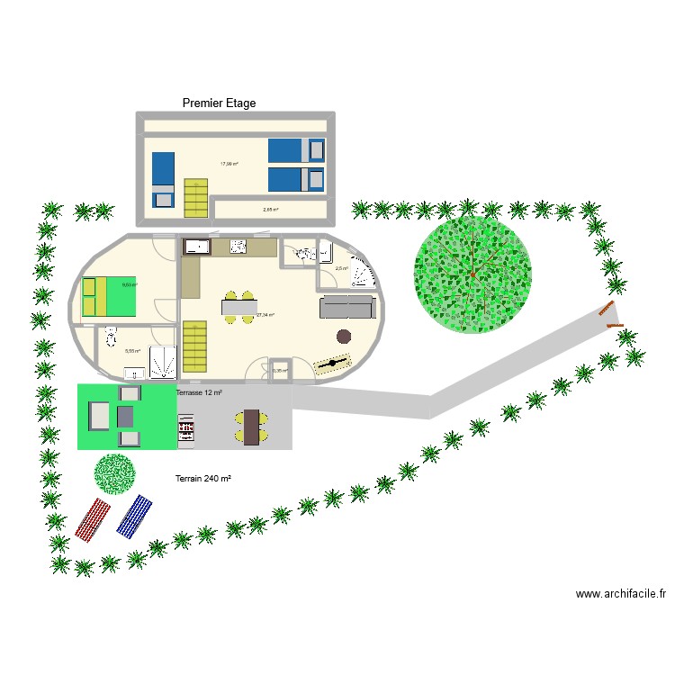 Olivier Perso. Plan de 8 pièces et 67 m2