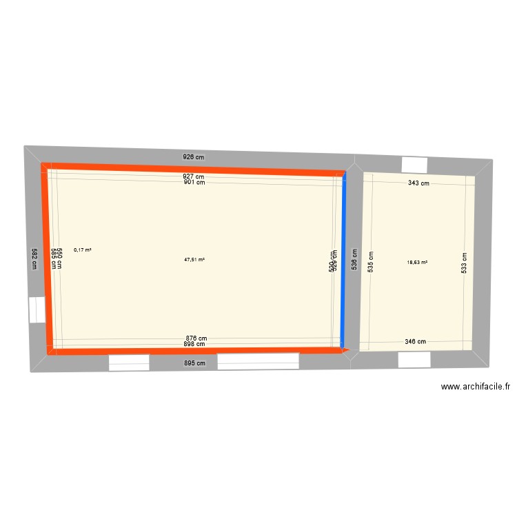 Burtin - Grange projet. Plan de 3 pièces et 66 m2