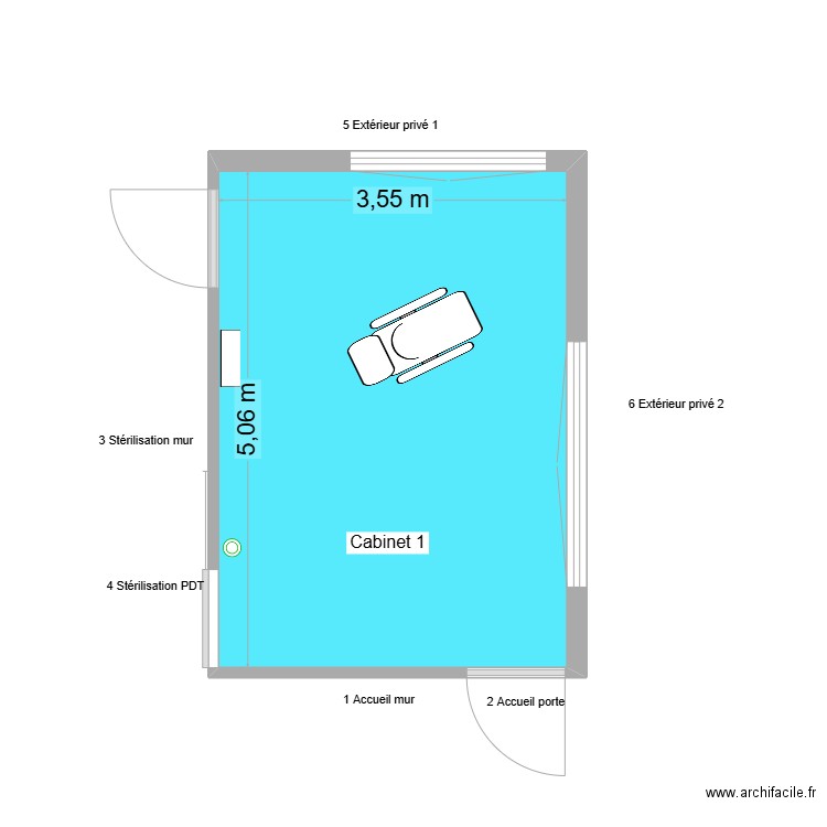 40255 Cabinet 1. Plan de 1 pièce et 18 m2