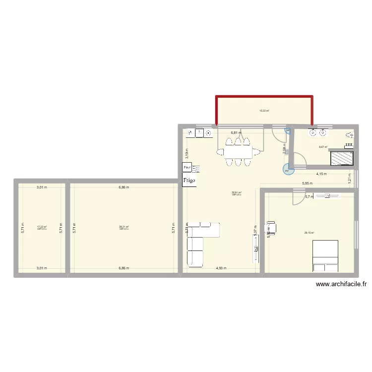 prises par circuit. Plan de 6  et 161 m²