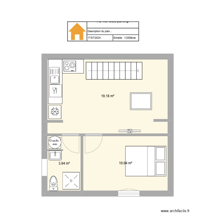 Mezy F2 cote parking 2EME PROPOSITION. Plan de 3 pièces et 33 m2