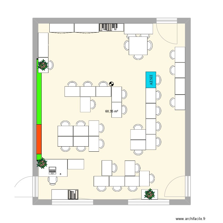 CM1b. Plan de 1 pièce et 60 m2