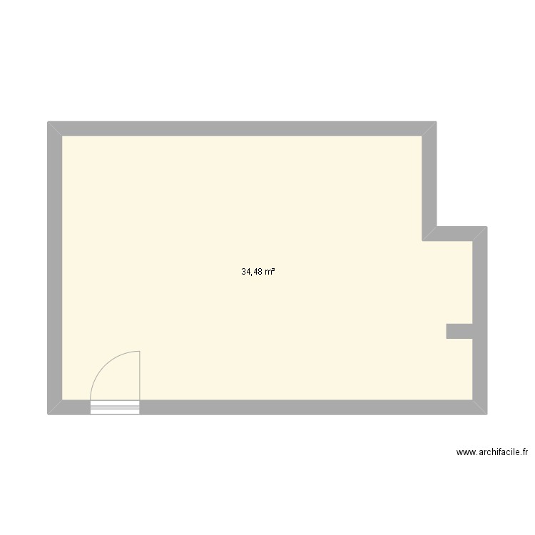 Salle 216. Plan de 1 pièce et 34 m2