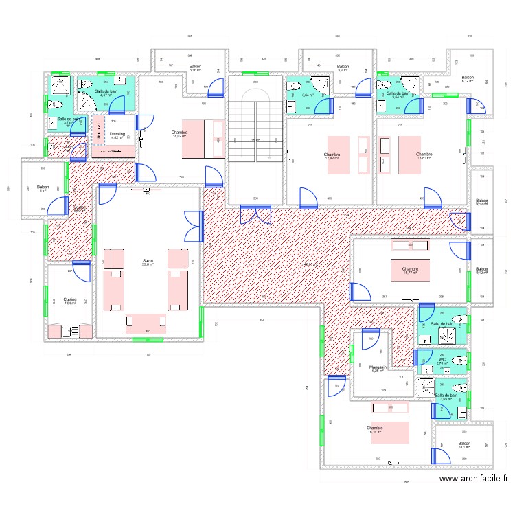 Etage. Plan de 51 pièces et 551 m2