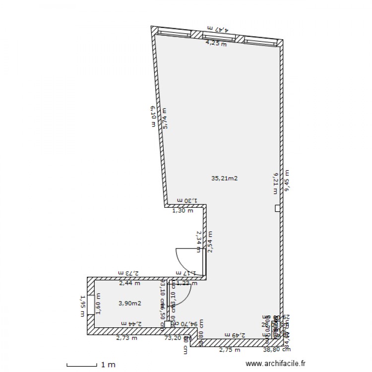 studio. Plan de 0 pièce et 0 m2