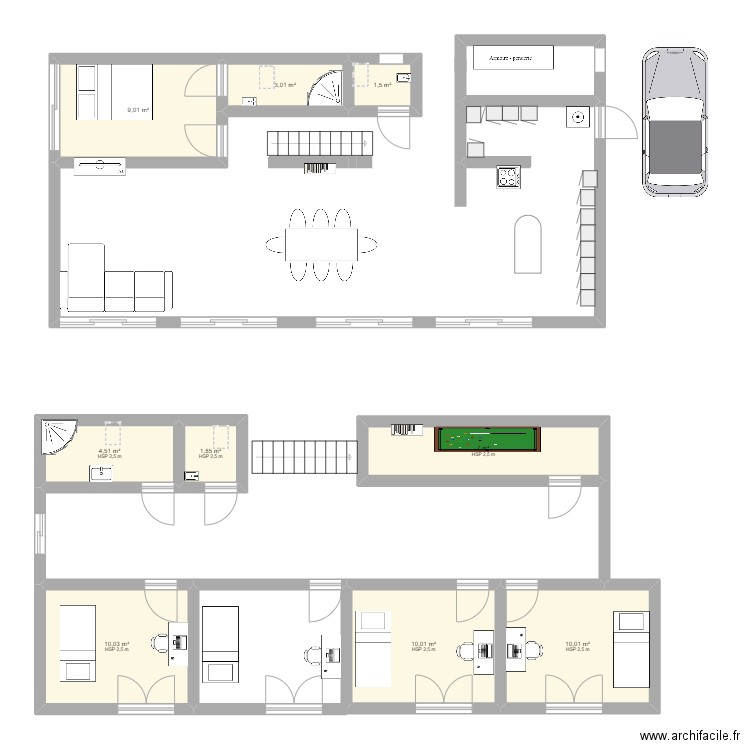 PROJET CONSTRUCTION. Plan de 9 pièces et 57 m2