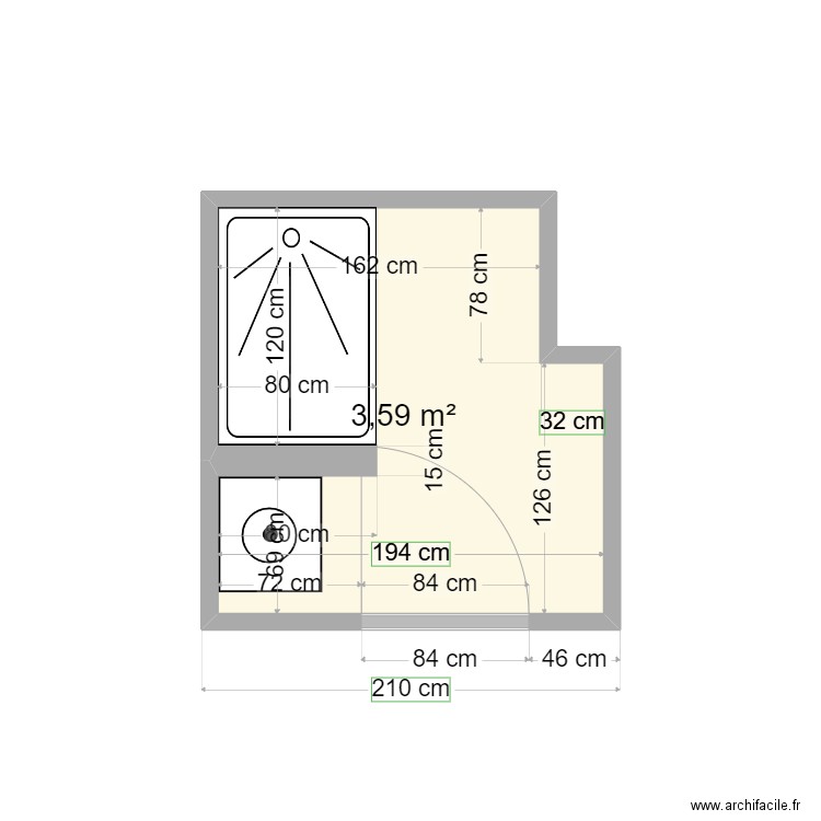 SDB SARRAZINS v1. Plan de 1 pièce et 4 m2