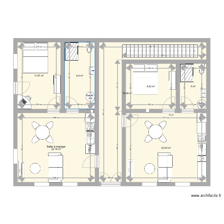 Surface rdc extension salon 3 meuble . Plan de 0 pièce et 0 m2