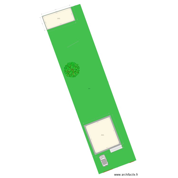 plan de masse actuel. Plan de 2 pièces et 77 m2