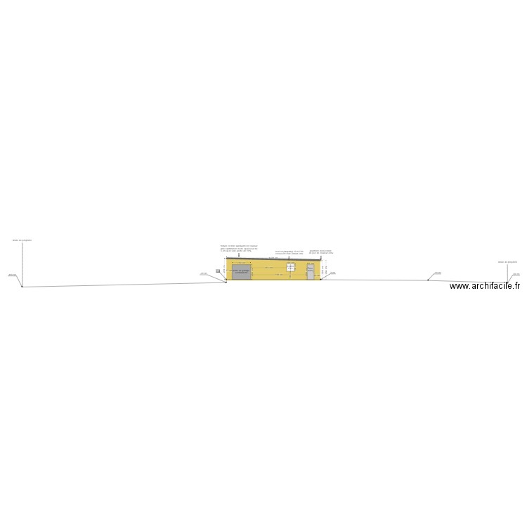 plan de coupe avec projet d'extension. Plan de 0 pièce et 0 m2