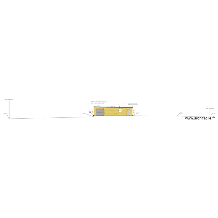 plan de coupe avec projet d'extension. Plan de 