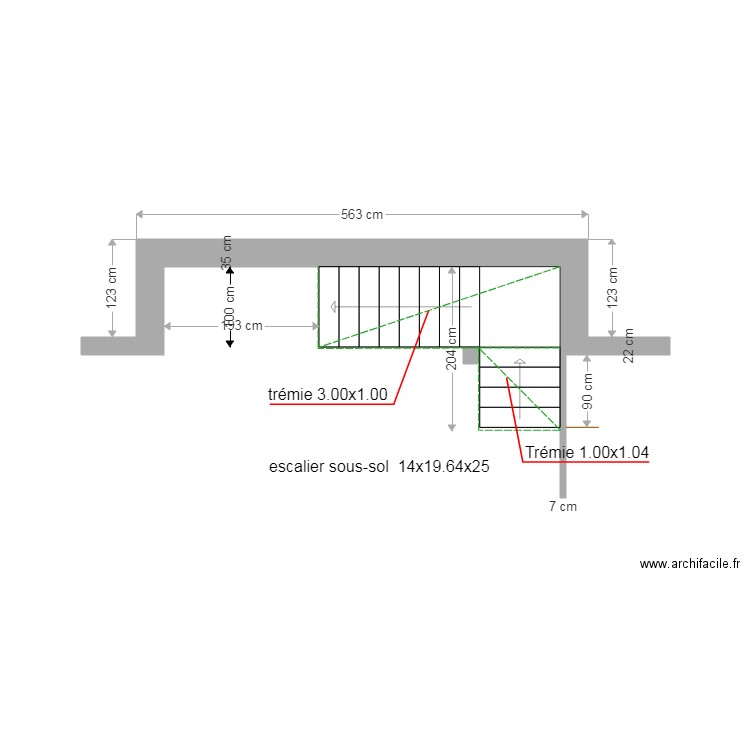 ROZAND   VILLARD  ESCALIER SOUS SOL. Plan de 0 pièce et 0 m2