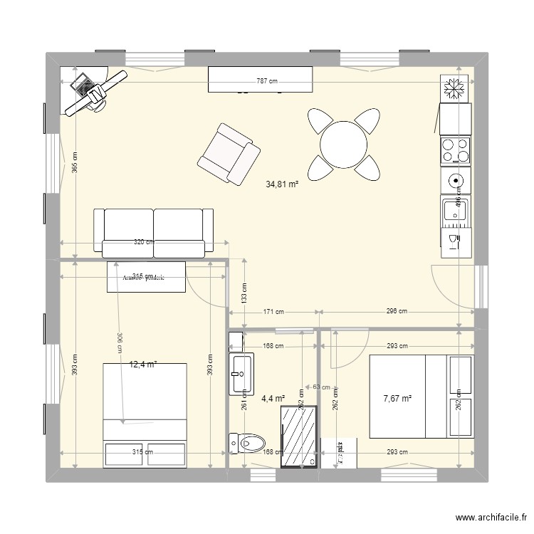 plan villefranche existant. Plan de 4 pièces et 59 m2