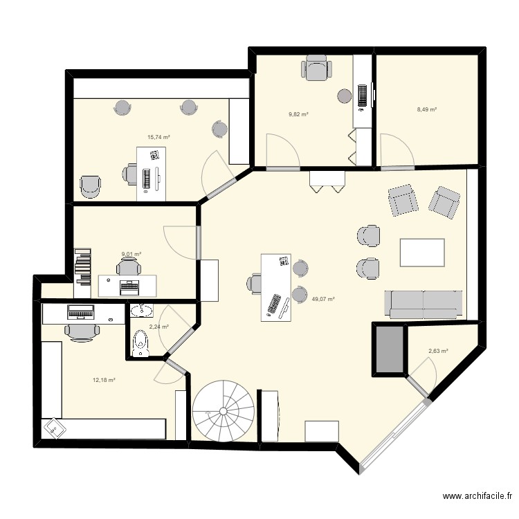 Plan Krys - Etage. Plan de 9 pièces et 110 m2