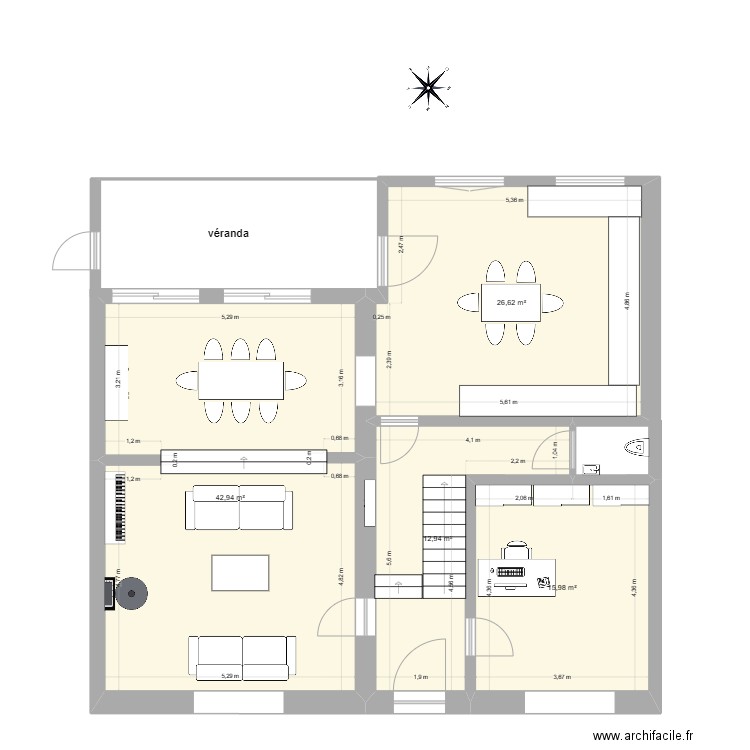 maison sans annexes. Plan de 4 pièces et 98 m2