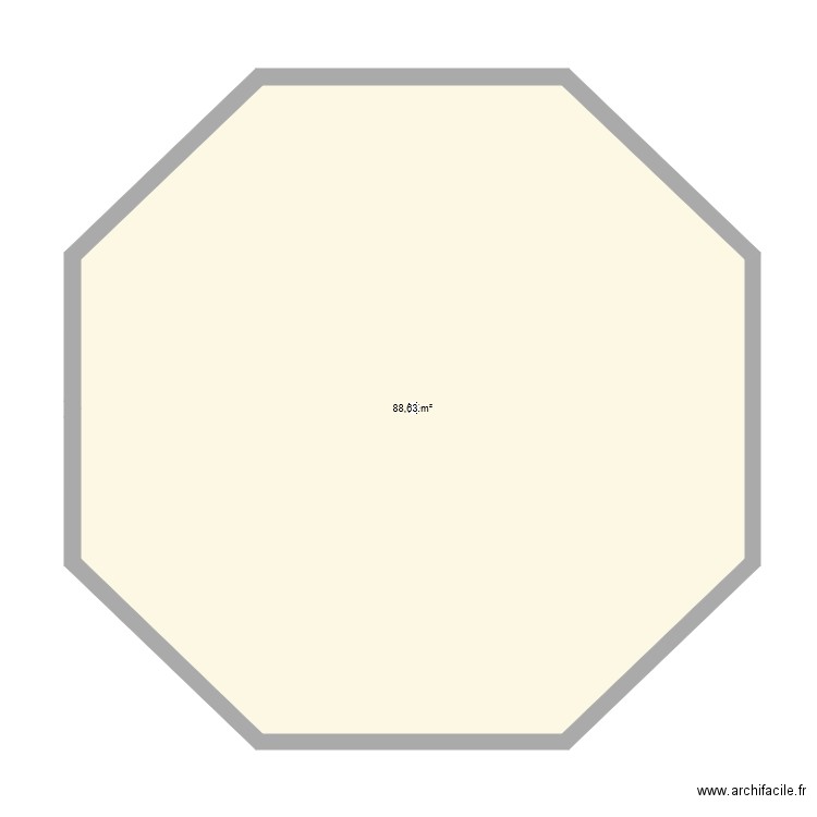 base octogonale. Plan de 1 pièce et 89 m2