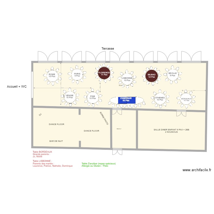 CIRCULATION SALLE OPHELIE + EDWARD 29 JUILLET . Plan de 2 pièces et 307 m2