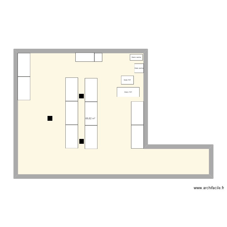 Implantation banc. Plan de 0 pièce et 0 m2