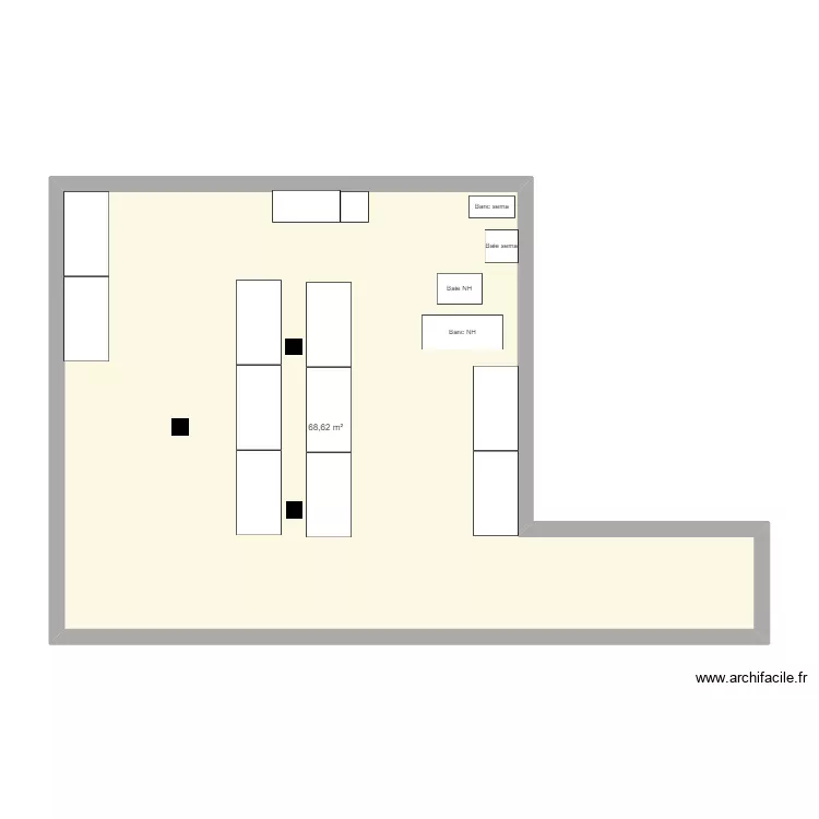 Implantation banc. Plan de 