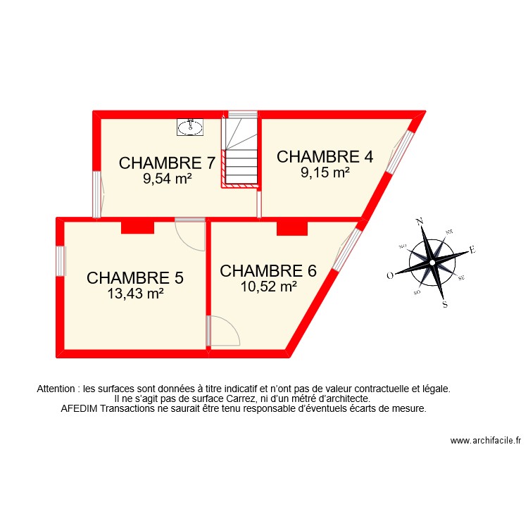 BI 10160 ETAGE 2. Plan de 5 pièces et 44 m2