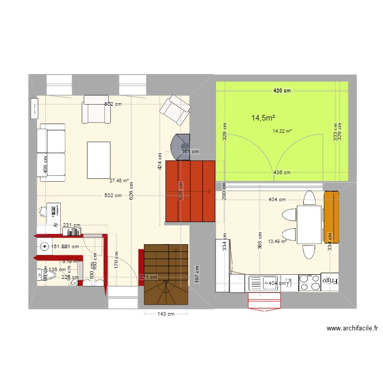 MONACHICHI RCh GRANDE TERRASSE. Plan de 4 pièces et 58 m2