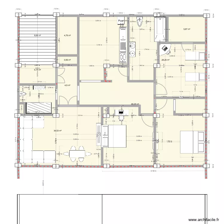 Plan 4. Plan de 9  et 163 m²