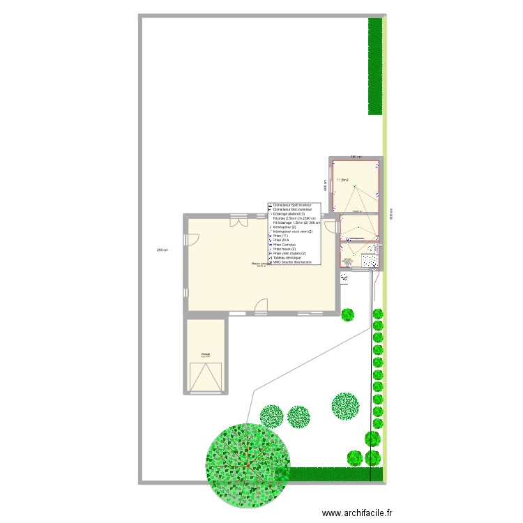 Plan de masse détaillé Elec-Plb. Plan de 3 pièces et 104 m2