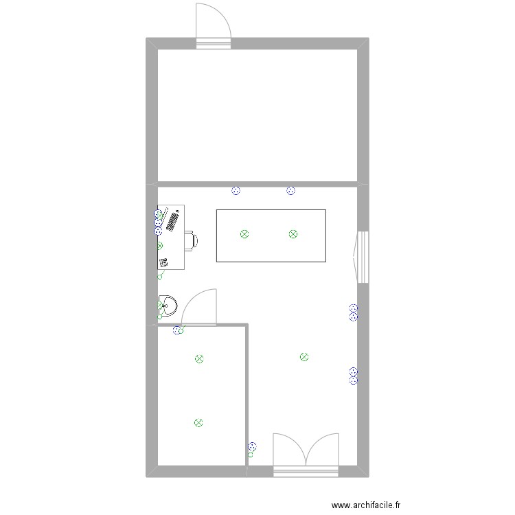 atelier Ariane. Plan de 3 pièces et 44 m2