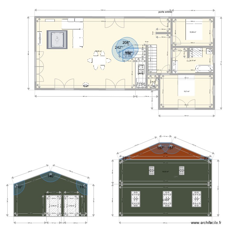 maison haut 220619c. Plan de 18 pièces et 201 m2