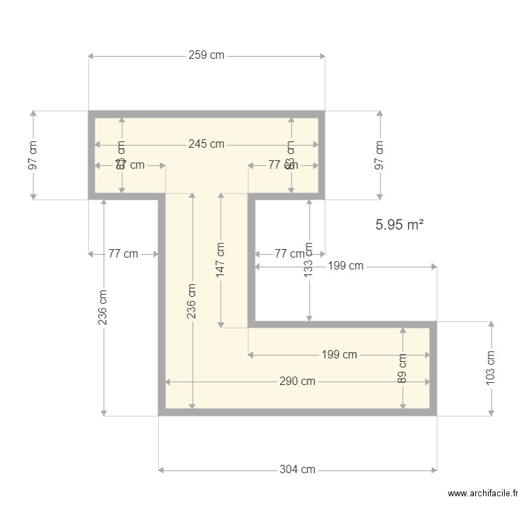 chantier Léguevin. Plan de 1 pièce et 6 m2