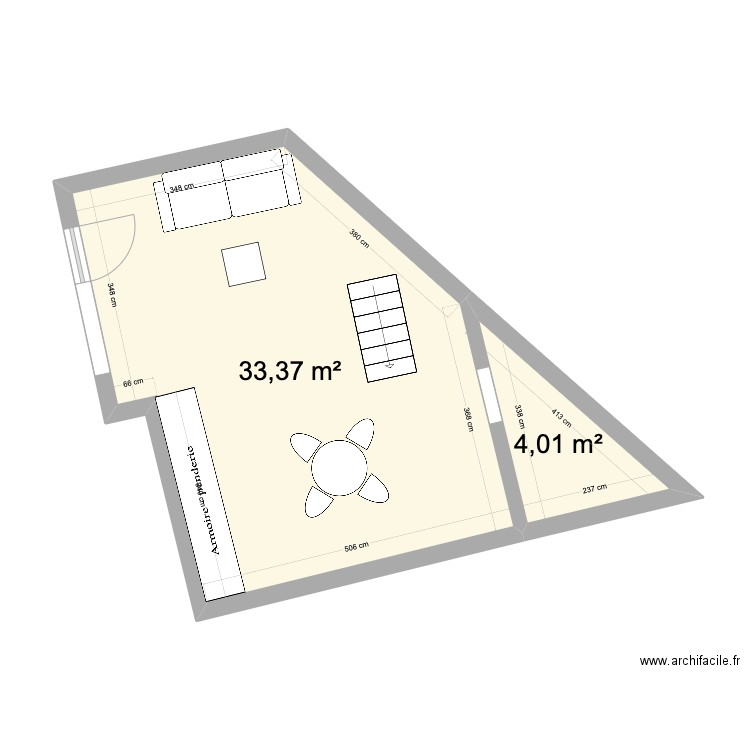 Plan Bas 18. Plan de 2 pièces et 37 m2