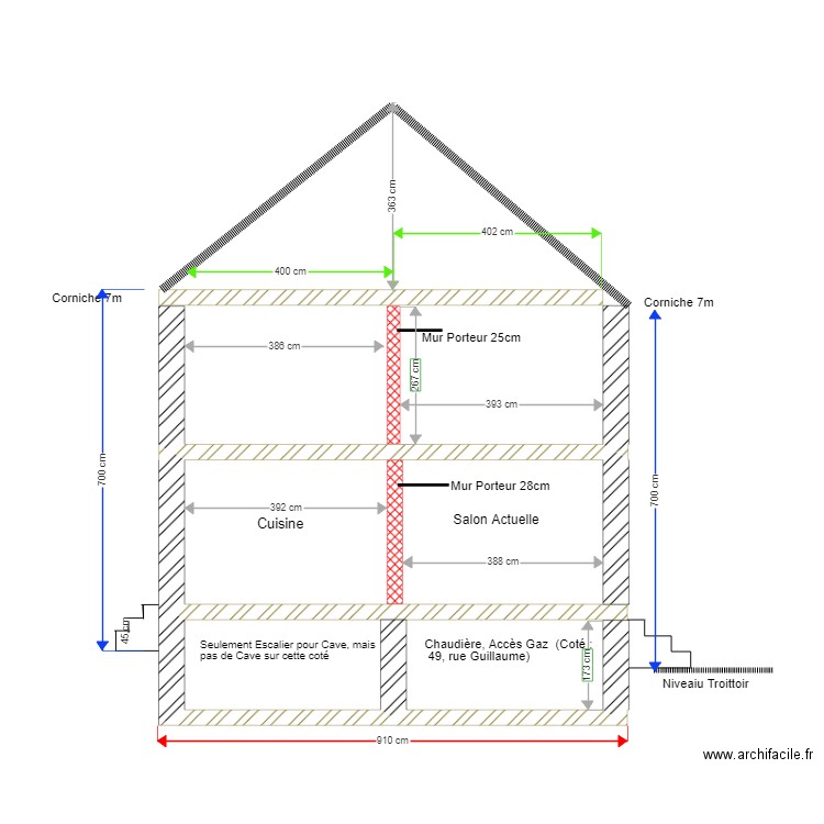 Coupe ancienne Maison. Plan de 0 pièce et 0 m2