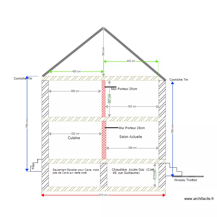 Coupe ancienne Maison. Plan de Coupe ancienne Maison. Plan de