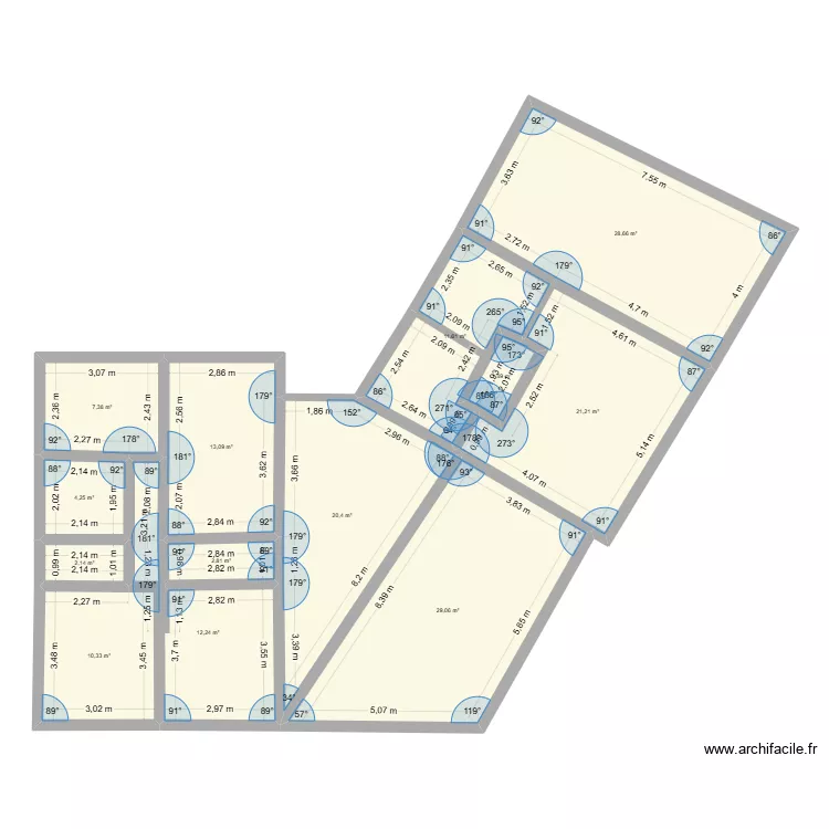 plan 4. Plan de 13  et 165 m²