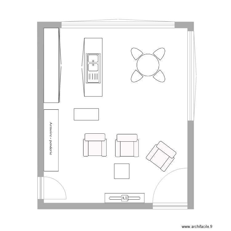 living. Plan de 1 pièce et 41 m2