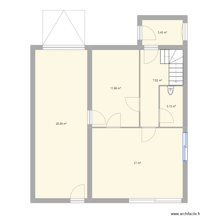 pln3. Plan de 6 pièces et 73 m2