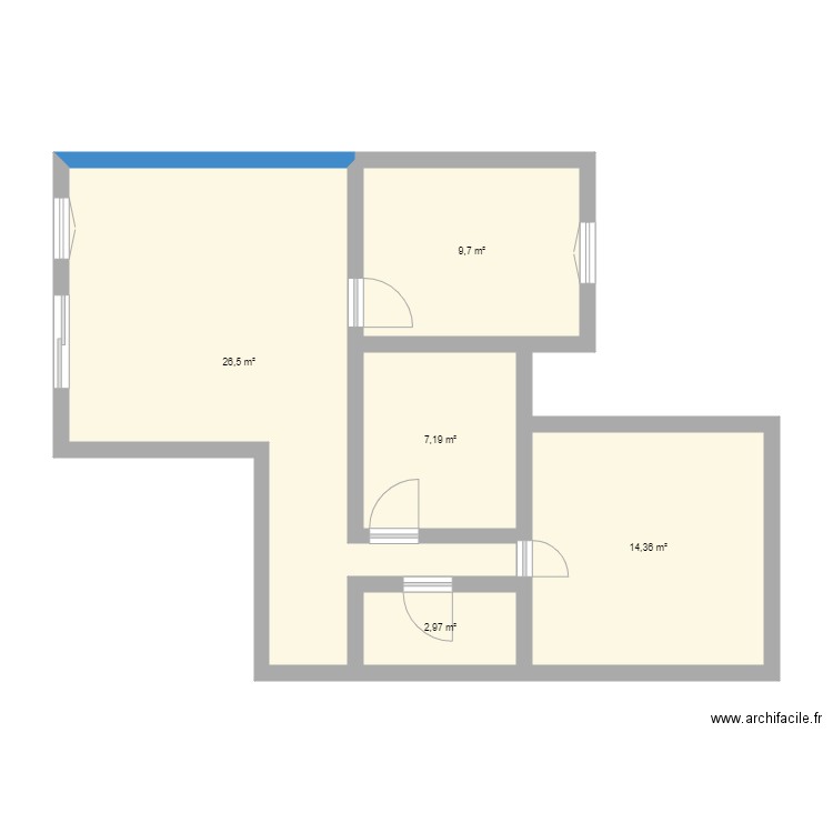 martil apt. Plan de 5 pièces et 61 m2