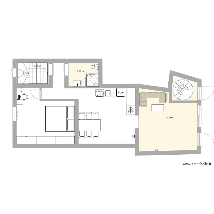 La colle. Plan de 3 pièces et 25 m2