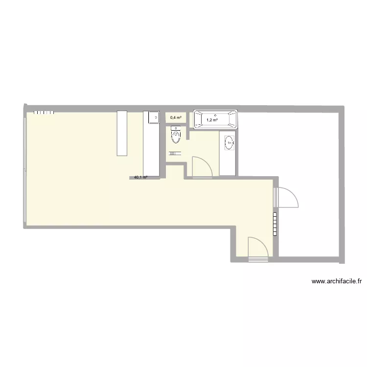 quiberon. Plan de 3 pièces et 42 m²