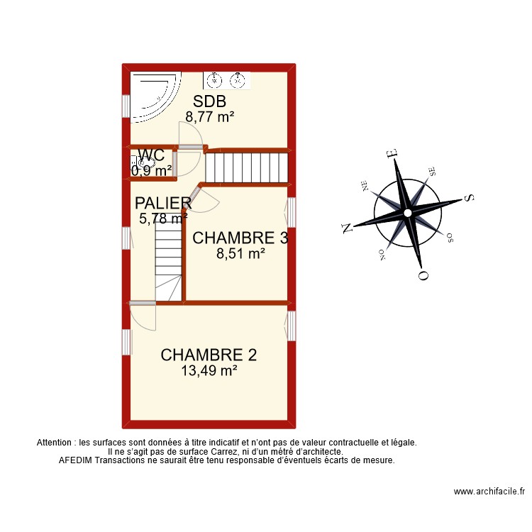 BI 10105 ETAGE 1. Plan de 6 pièces et 39 m2