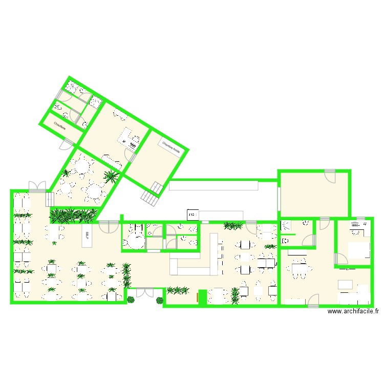 Plan restaurant avec sanitaire et douche decentré 2. Plan de 0 pièce et 0 m2