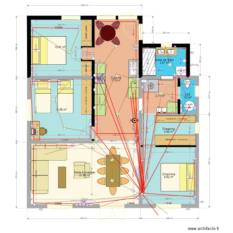 juju elec. Plan de 9 pièces et 85 m2