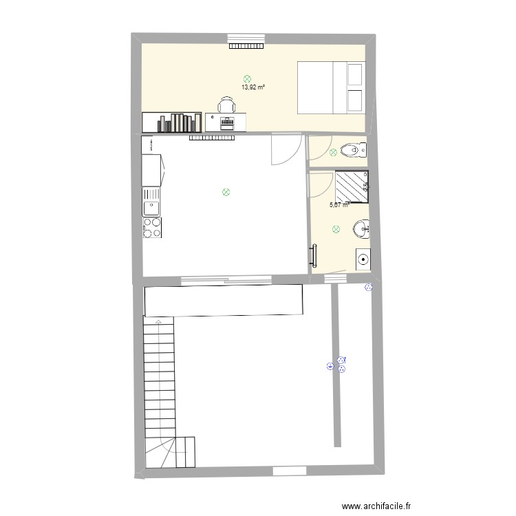 OLIVIER 2. Plan de 2 pièces et 20 m2