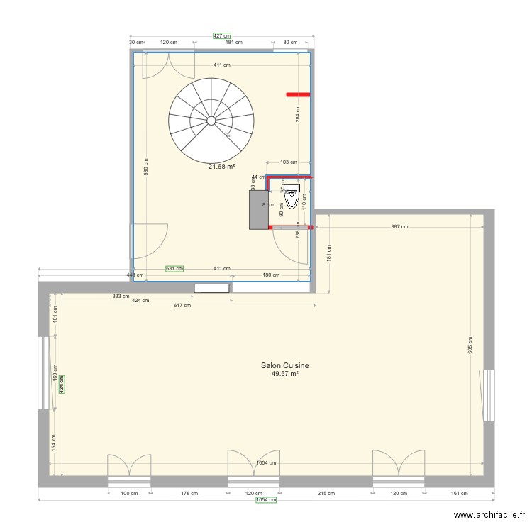 Salon Cuisine. Plan de 0 pièce et 0 m2