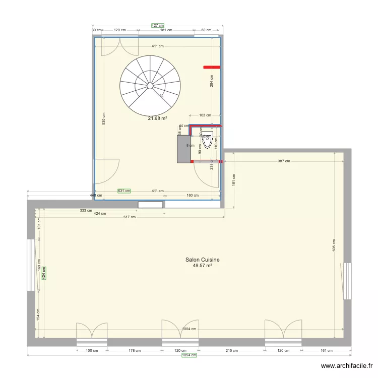 Salon Cuisine. Plan de 