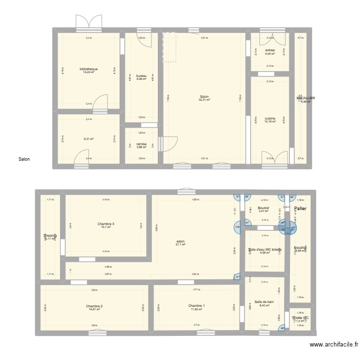 college. Plan de 18 pièces et 186 m2