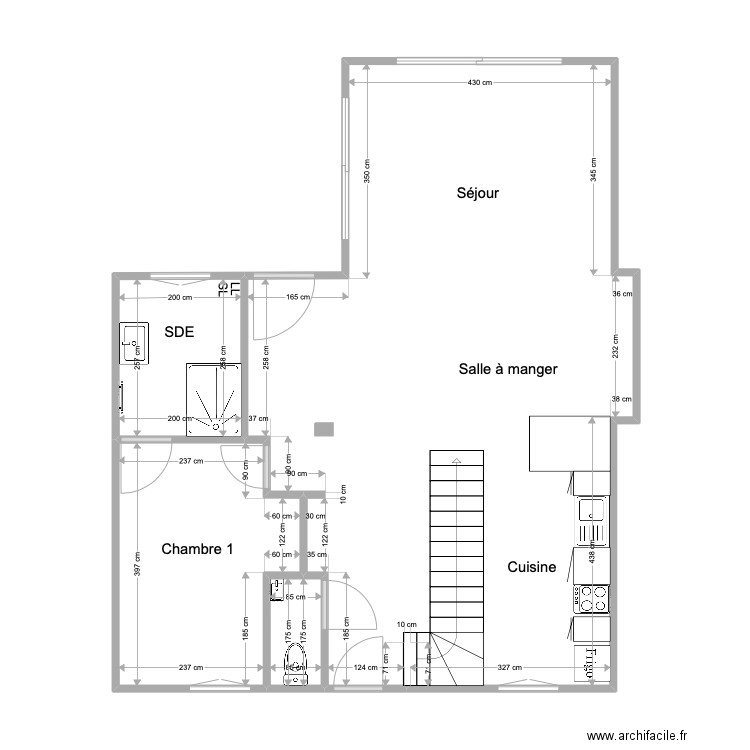 RDC 29 Lafargue. Plan de 4 pièces et 68 m2